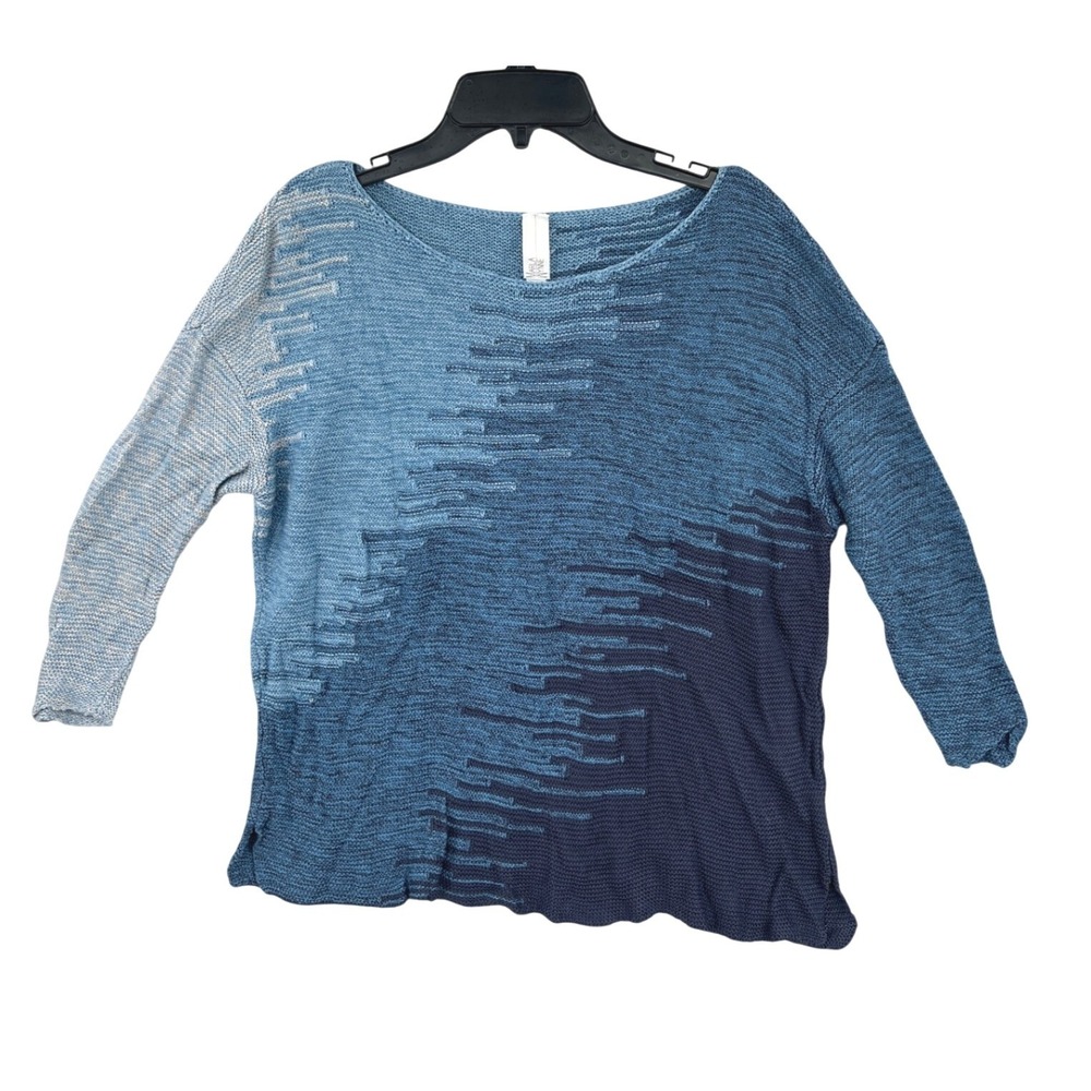 MarlaWynne Coastal Ombre Knit Lightweight Sweater Size XS Blue Artsy Relaxec